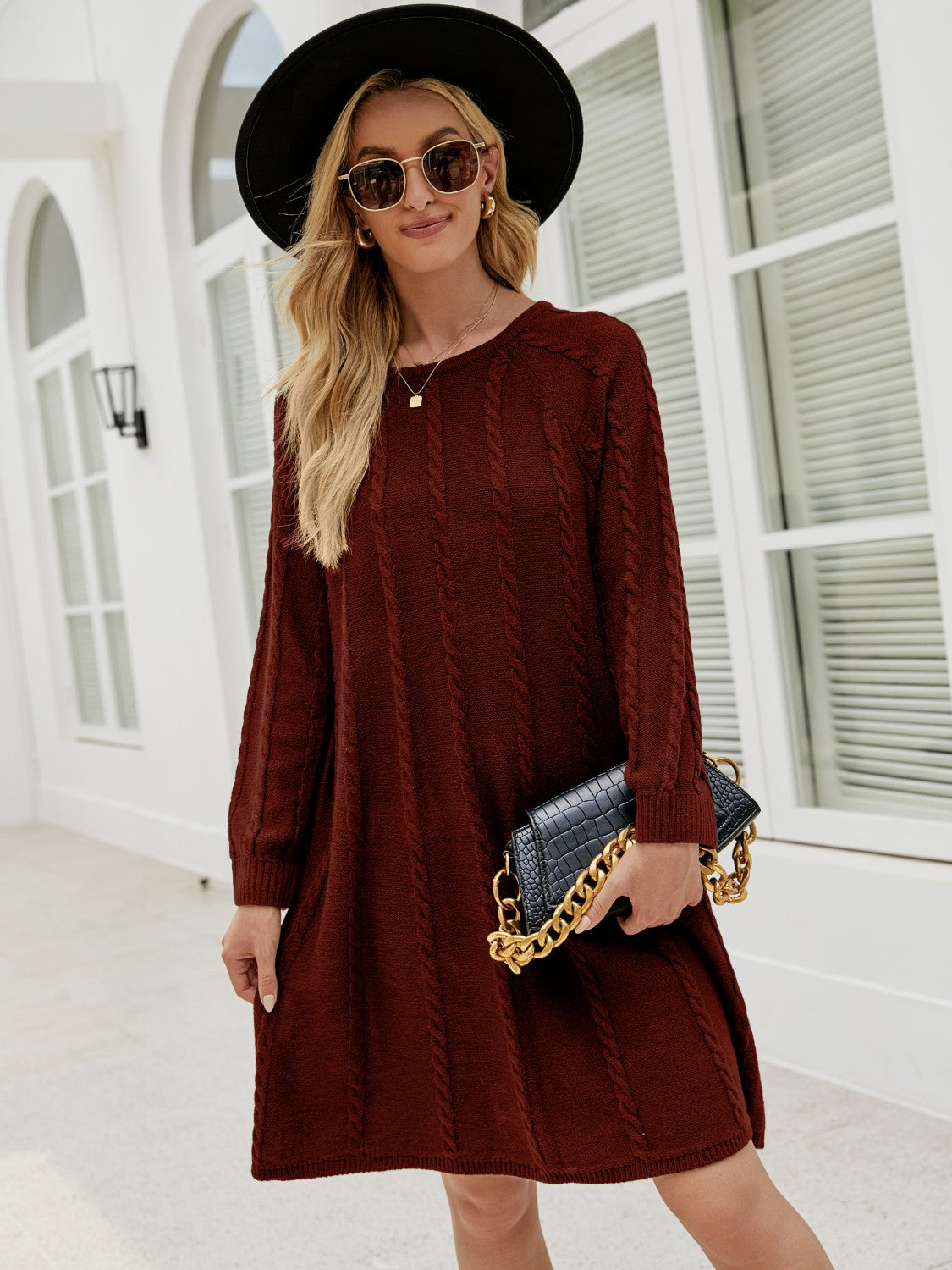 Cable-Knit Sweater Dress