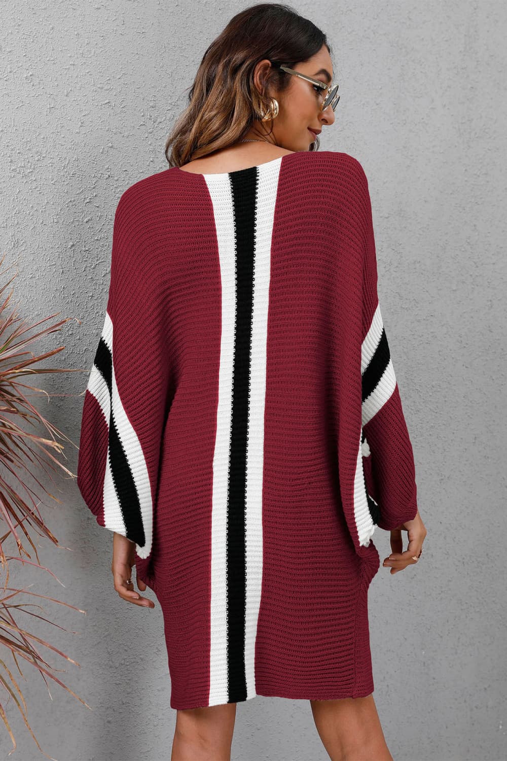 Ribbed Sleeve Sweater Dress