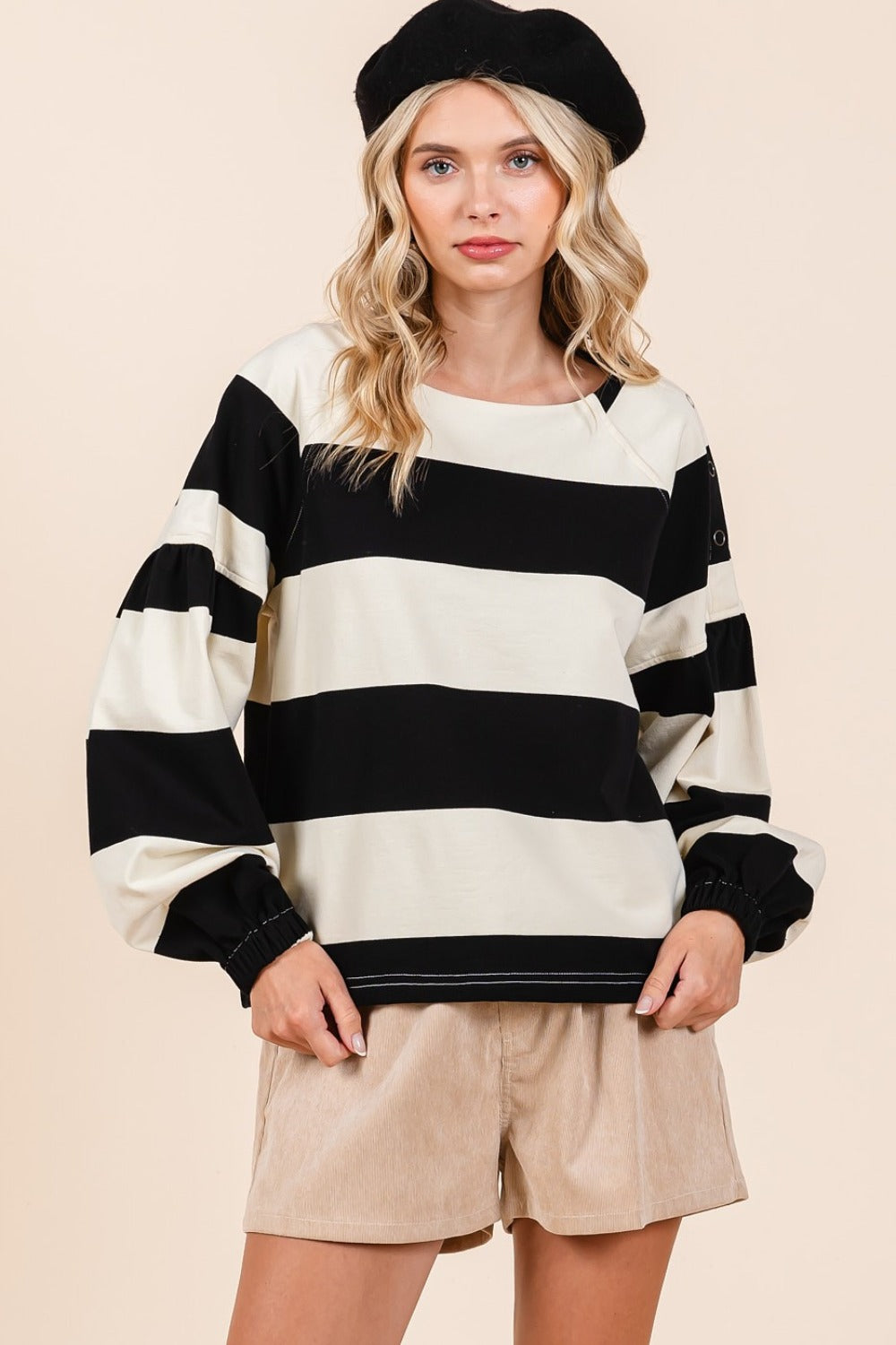 Striped Snap Top