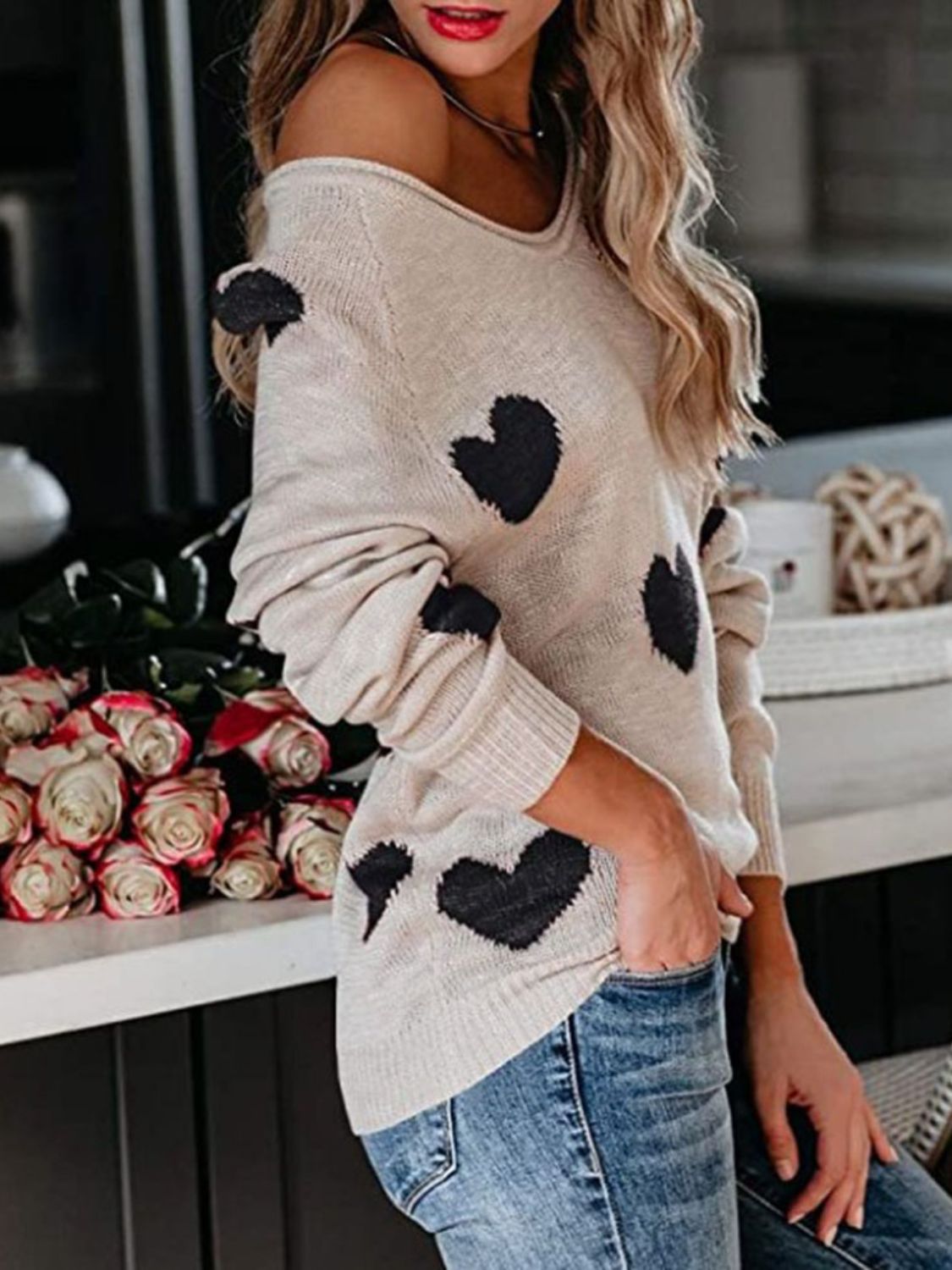 Heart Scoop Sweater