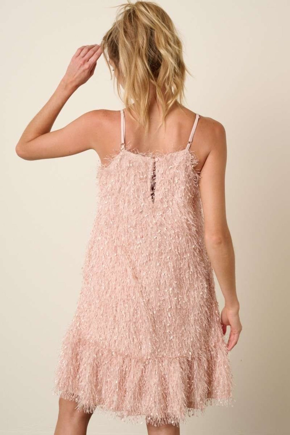 Feather Ruffle Mini Cami Dress