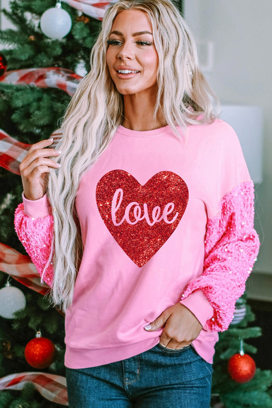 LOVE Heart Sequin  Sweatshirt