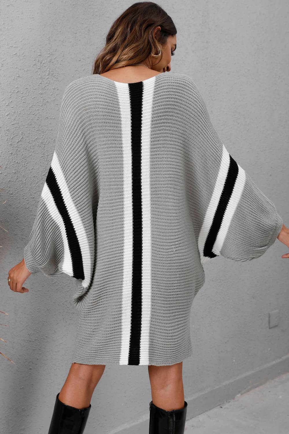 Ribbed Sleeve Sweater Dress