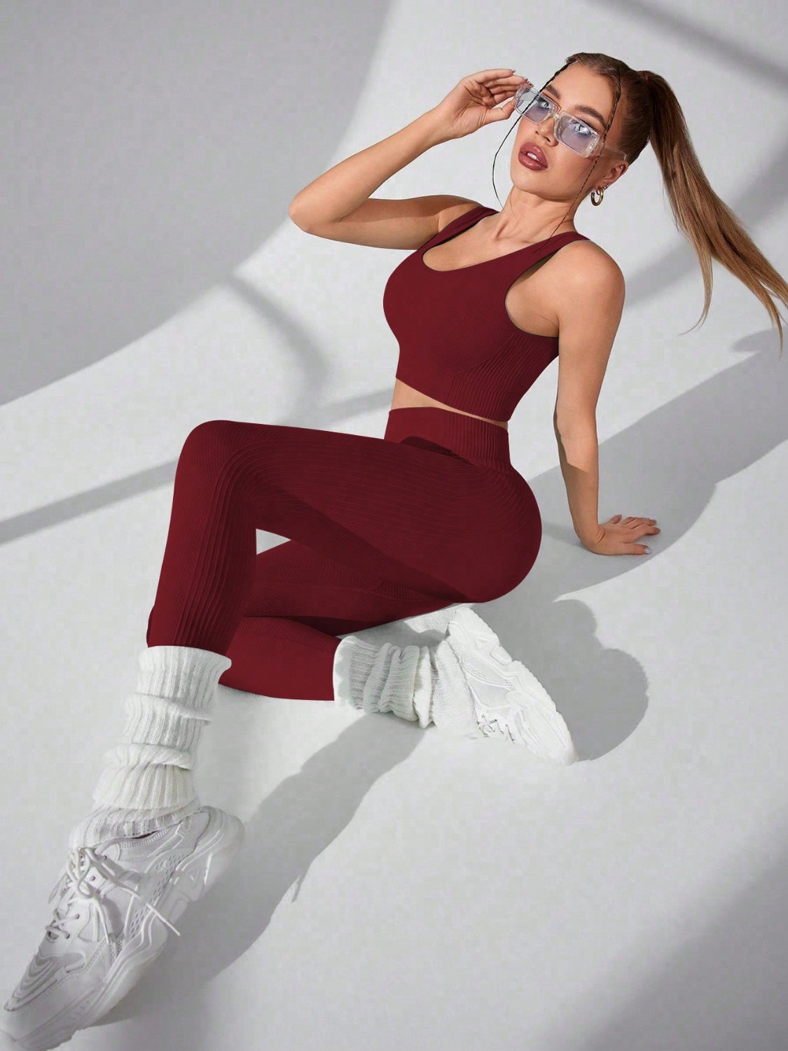 Scoop Neck Top and Pants Set