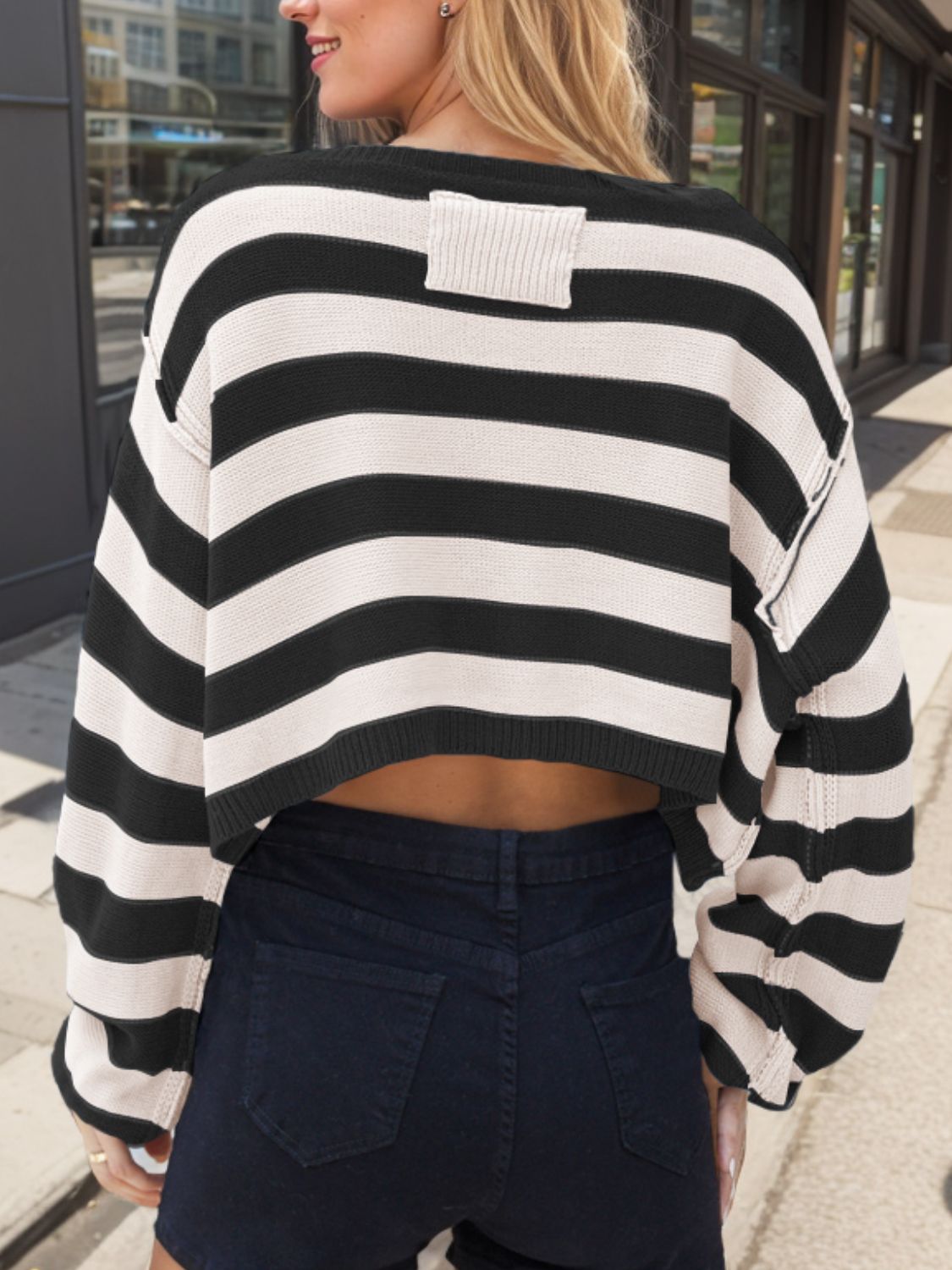 Striped Dropped Shoulder Sweater