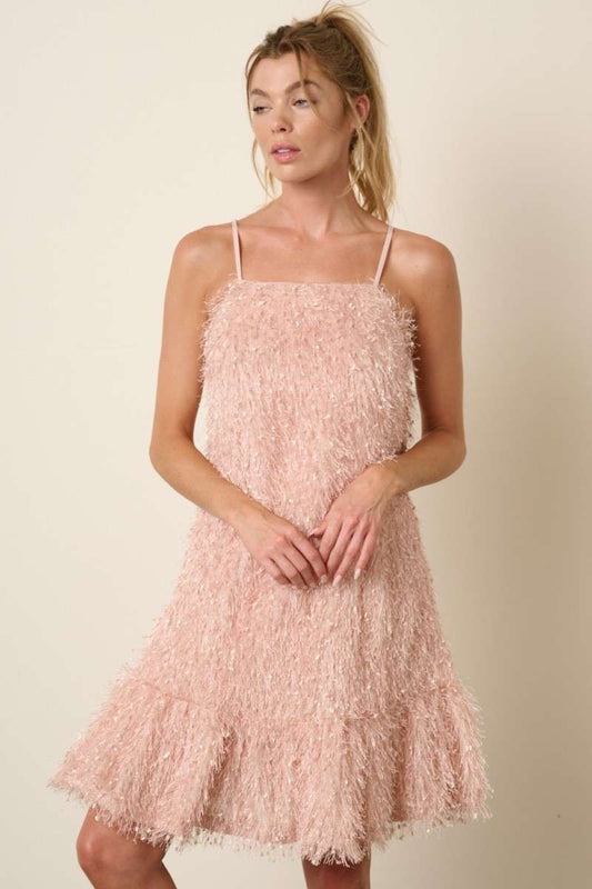 Feather Ruffle Mini Cami Dress