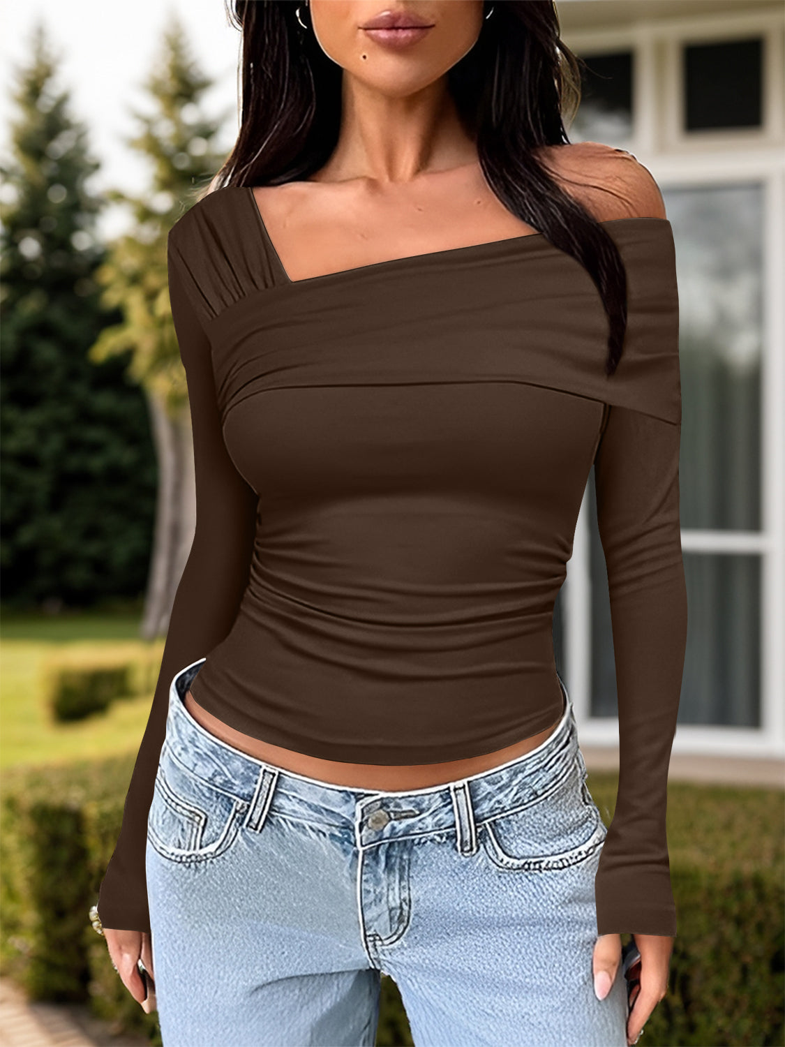 Ruched One Shoulder Top