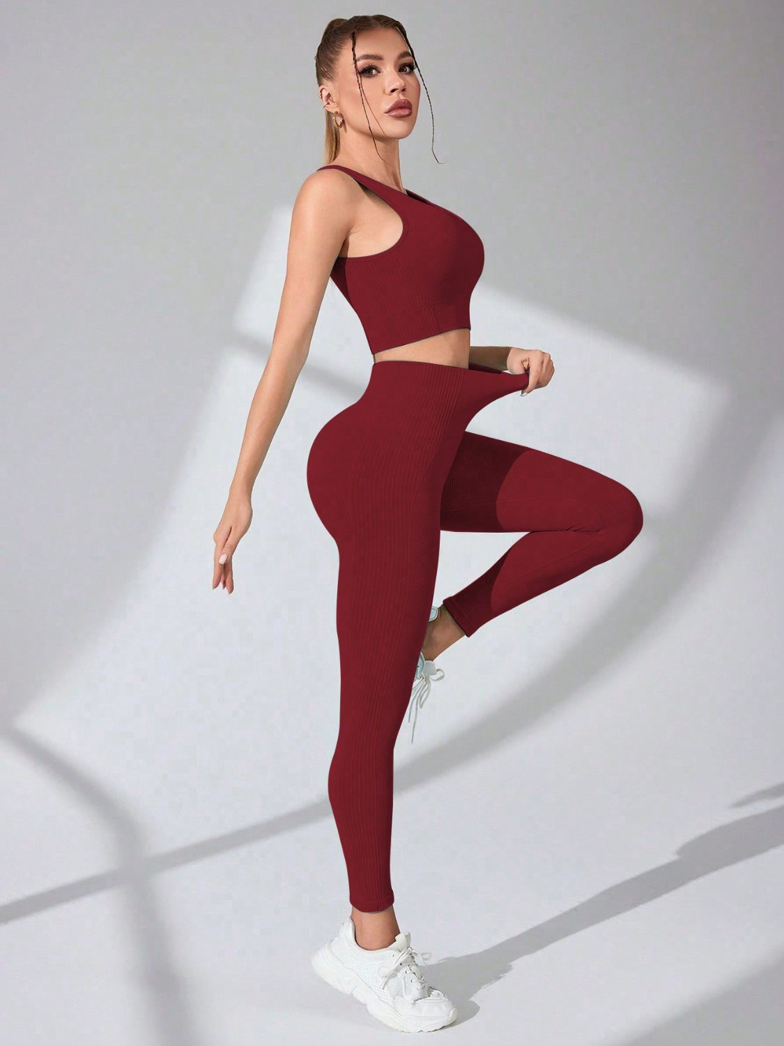 Scoop Neck Top and Pants Set