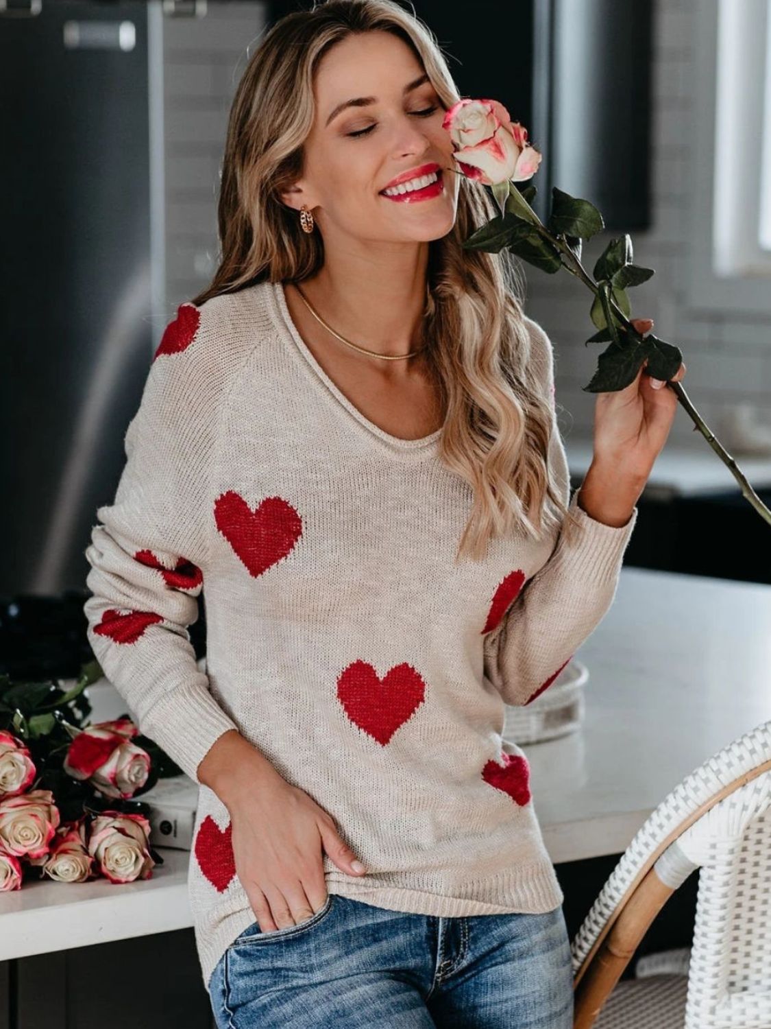 Heart Scoop Sweater