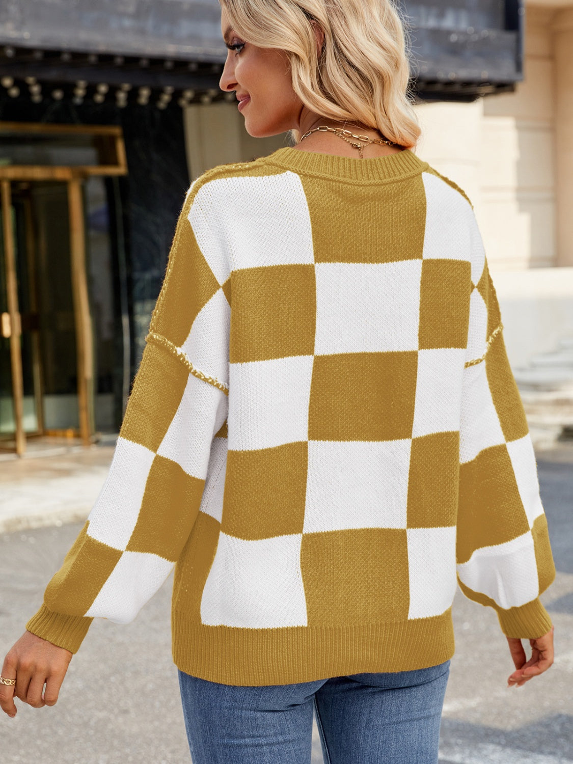 Checkered Long Sleeve Sweater