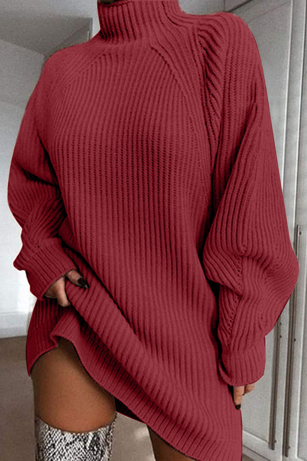 Mock Neck Sweater Dress