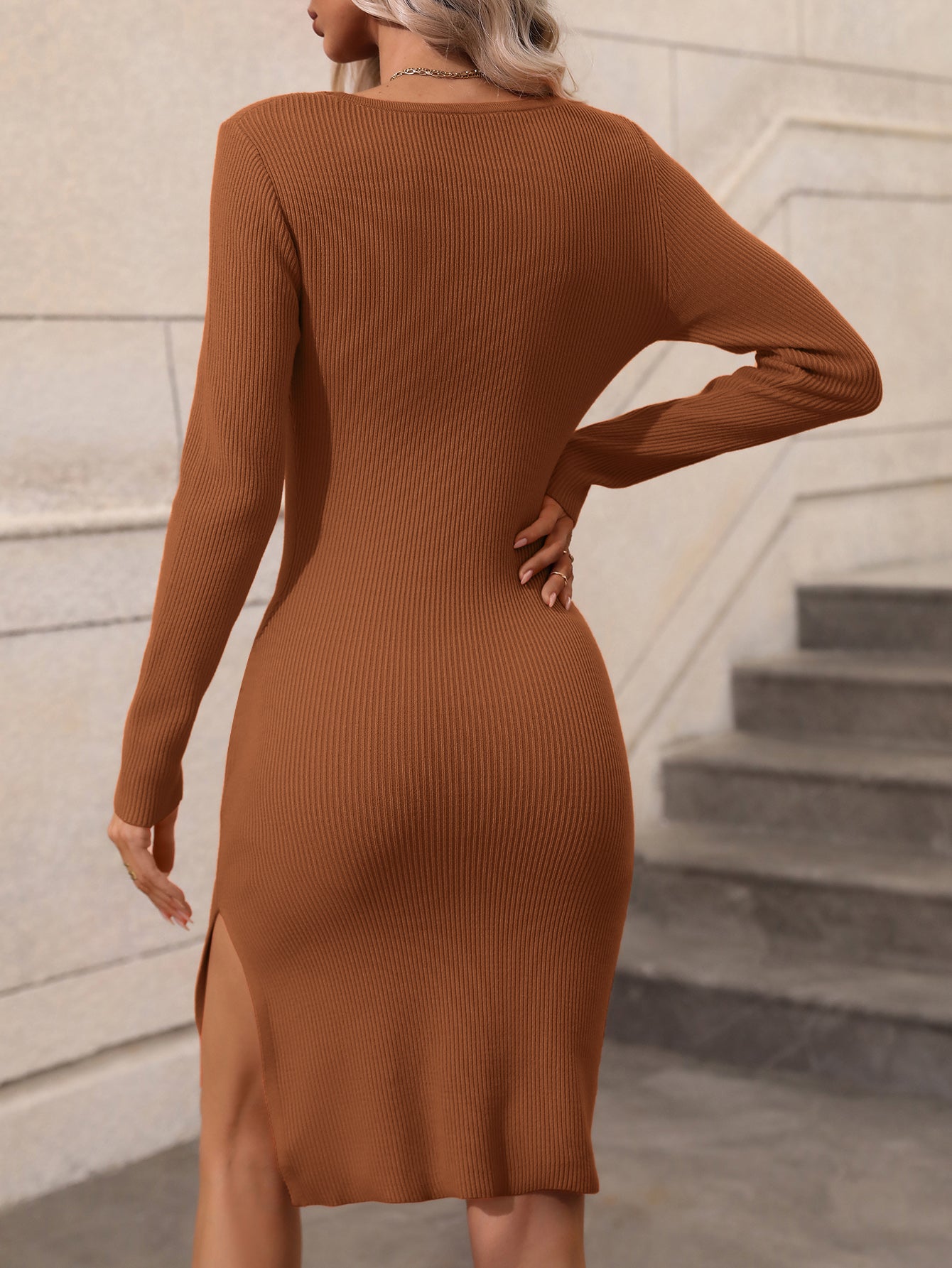 Slit Sweater Dress