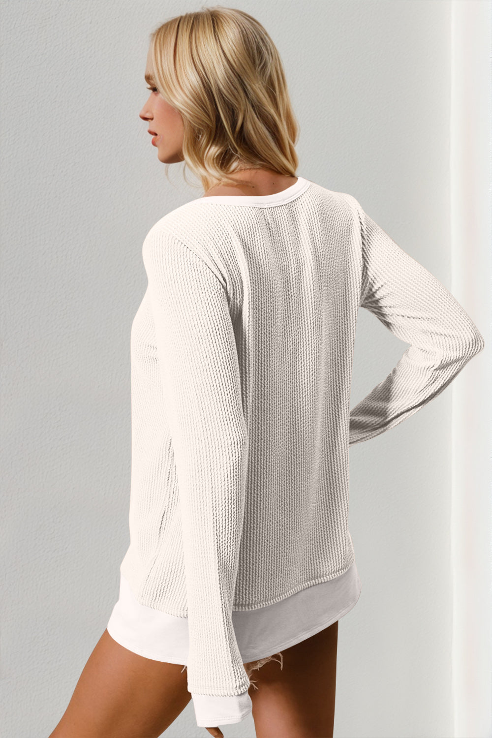 Cuff Round Neck T-Shirt