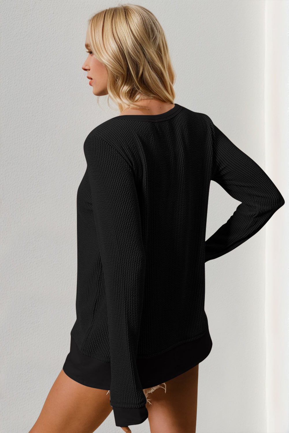 Cuff Round Neck T-Shirt